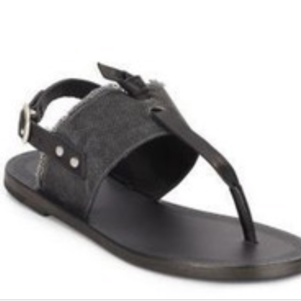 Rag & Bone Quinn Canvas Leather Thong black/grey